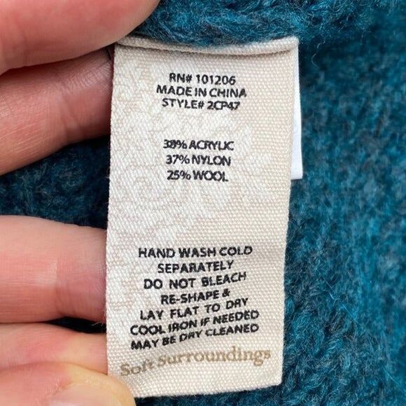 Soft Surroundings teal green Argyle knit oversized tunic sweater Women's size S - Picture 7 of 7